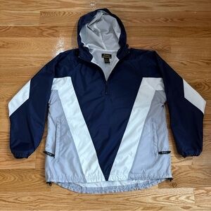 Vintage Eastbay Windbreaker Jacket Mens Size Small Navy Gray W Hood